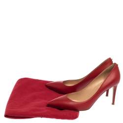 Pre Owned Valentino Red Leather Studded Pointed Toe Pumps Size 39.5