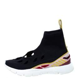 Valentino Black Stretch Fabric Cut Out Sock Sneakers Size 36