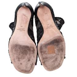 مملوكة مسبقًا Valentino Black Leather and Lace Fusion Ankle Booties Size 38