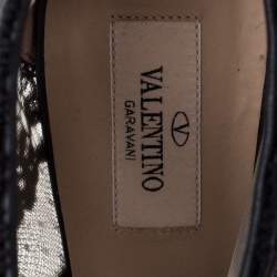 مملوكة مسبقًا Valentino Black Leather and Lace Fusion Ankle Booties Size 38