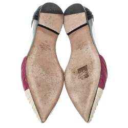 Pre Owned Valentino Multicolor Leather and PVC B Drape Pointed Toe Ballet Flats Size 37