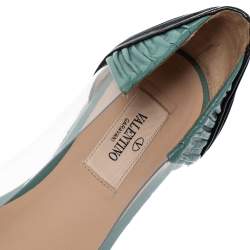 Pre Owned Valentino Multicolor Leather and PVC B Drape Pointed Toe Ballet Flats Size 37