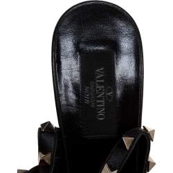Pre Owned Valentino Noir Black Patent Leather Rockstud Strappy Sandals Size 40