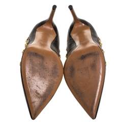 Pre Owned Valentino Black Leather Coin Embellished Pointed Toe Pumps Size 39.5