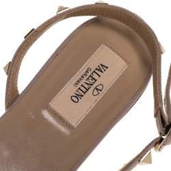 Pre Owned Valentino Black Leather Rockstud Slingback Ballet Flat Size 37.5