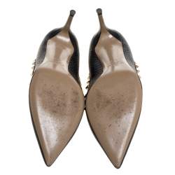 Pre Owned Valentino Black Leather Rockstud Pointed Toe Pumps Size 37.5 