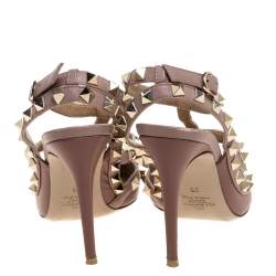 Pre Owned صندل فالنتينو سيور مرصعة مقدمة مدببة جلد وردي مقاس 35