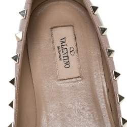 Pre Owned Valentino Green Patent Leather Rockstud Pointed Toe Flats Size 40