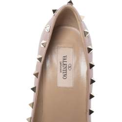 Pre Owned Valentino Beige Leather Rockstud Pointed Toe Pumps Size 37.5