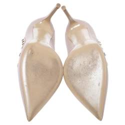 Pre Owned Valentino Beige Leather Rockstud Pointed Toe Pumps Size 37.5