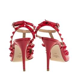 Pre Owned  Valentino Red Patent Leather Rockstud Pumps Size 39.5