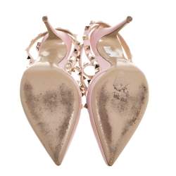 Pre Owned Valentino Pink Leather Rockstud Strappy Sandals Size 38.5 