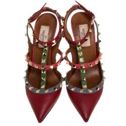 مملوكة مسبقًا Valentino Multicolor Leather Rockstud Pointed Toe Pumps Size 36