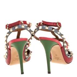 مملوكة مسبقًا Valentino Multicolor Leather Rockstud Pointed Toe Pumps Size 36