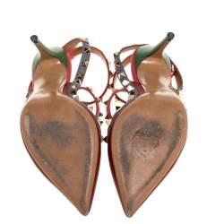 مملوكة مسبقًا Valentino Multicolor Leather Rockstud Pointed Toe Pumps Size 36