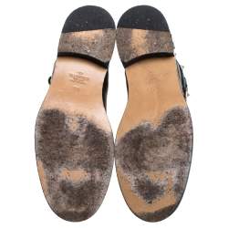 مملوكة مسبقًا Valentino Black Grained Leather Rockstud Buckle Boots Size 37.5