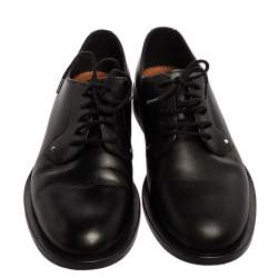 Pre Owned Valentino Black Leather Lace Oxfords Size 36