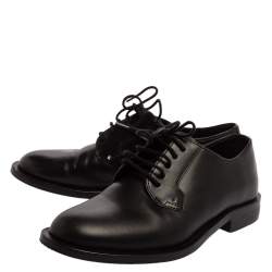 Pre Owned Valentino Black Leather Lace Oxfords Size 36