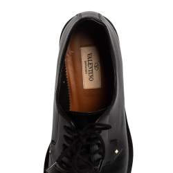 Pre Owned Valentino Black Leather Lace Oxfords Size 36