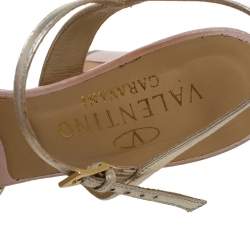 Pre Owned Valentino Blush Pink Leather Bow Slingback Ankle Strap Sandals Size 37