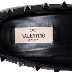 Pre Owned Valentino Black Patent Leather Rockstud Embellished Pointed Toe Pumps Size 41