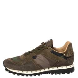 Valentino Military Green and Suede Rockrunner Sneakers Size | TLC