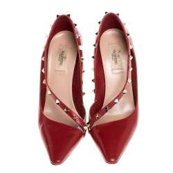 مملوكة مسبقًا Valentino Red Leather D'Orsay Rockstud Pumps Size 40