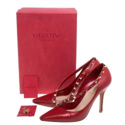 مملوكة مسبقًا Valentino Red Leather D'Orsay Rockstud Pumps Size 40
