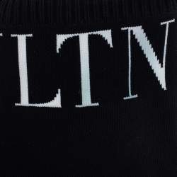 Pre Owned Valentino Black Stretch Knit Fabric Sock Sneakers Size 37