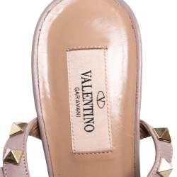 Valentino Burgundy Patent Leather Rockstud Sandals Size 38