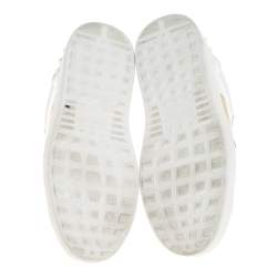 Pre Owned Valentino White Leather Rockstud Low Top Sneakers Size 38