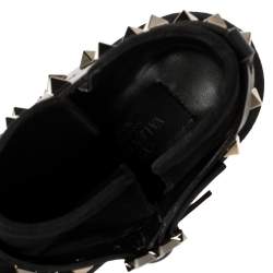 Pre Owned Valentino Black Suede Rockstud Harness Ankle Boots Size 36.5