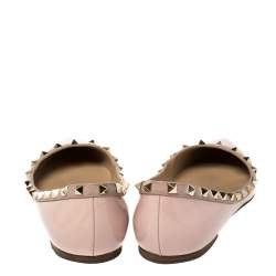 Pre Owned Valentino Pink Patent Leather Rockstud Ballet Flats Size 40