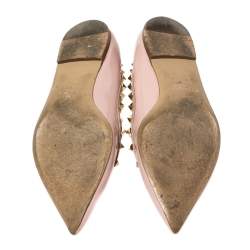 Pre Owned Valentino Pink Patent Leather Rockstud Ballet Flats Size 40