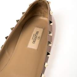 Pre Owned Valentino Pink Patent Leather Rockstud Ballet Flats Size 40