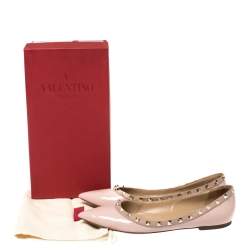 Pre Owned Valentino Pink Patent Leather Rockstud Ballet Flats Size 40