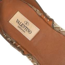 Pre Owned حذاء إسبادريلز فالنتينو سيور كاحل زخرفة جلد وسويدى بيج مقاس 38