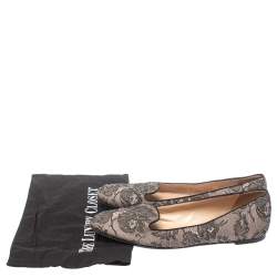 Pre Owned Valentino Black Glitter Lace Smoking Slippers Size 39