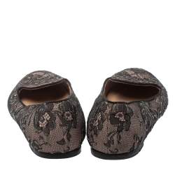 Pre Owned Valentino Black Glitter Lace Smoking Slippers Size 39