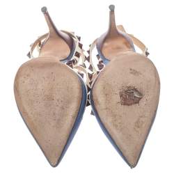 مملوكة مسبقًا صندل فالنتينو روكستد جلد أزرق بحزام للكاحل مقاس 38