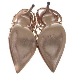 Pre Owned Valentino Brown Leather Rockstud Sandals Size 36