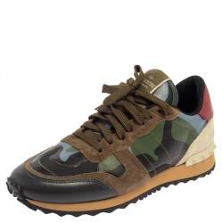 Valentino Camouflage Suede And Rockrunner Low Top Sneakers Size 40