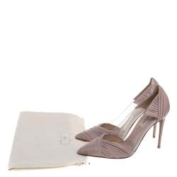 Valentino Old Rose Pink Leather and PVC B Drape Pointed Toe Pumps Size 35.5