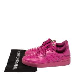 Valentino Fuchsia Pink Leather Rockstud Low Top Sneakers Size 39