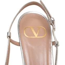 Pre Owned Valentino Metallic Leather VLogo Signature Slingback Pumps Size 39