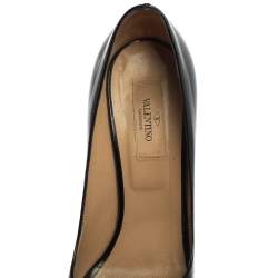 Pre Owned Valentino Patent Leather Knot Detail Peep Toe Platform Pumps Size 38.5