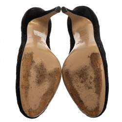 Pre Owned Valentino Black Suede Laser Cut Pumps Size 38