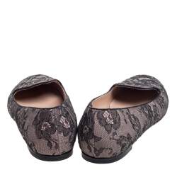 Pre Owned Valentino Pink/Black Lace Smoking Slippers Size 40