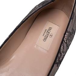 Pre Owned Valentino Pink/Black Lace Smoking Slippers Size 40