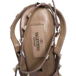 Pre Owned Valentino Black/Pink Leather Rockstud Sandals Size 41